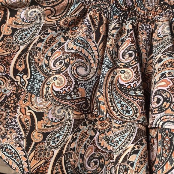 4/$25 SHEIN Paisley Print Tiered Mini Skirt Women’s XS Smocked Elastic Waistband - Picture 10 of 10